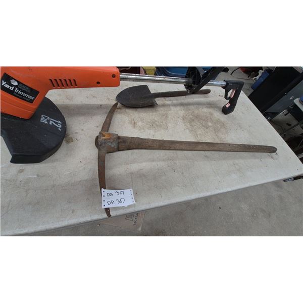 Black and Decker Yard Trimmer 12” Cut, Pickaxe, and Shovel