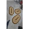 Image 1 : Three Oval Braided Rugs, Tan, Gold, and Black Stripe Pattern