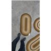 Image 3 : Three Oval Braided Rugs, Tan, Gold, and Black Stripe Pattern