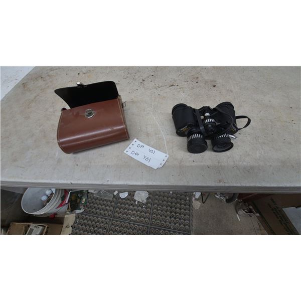 Tasco 7X-15 × 35 Binoculars and Brown Leather Case