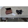 Image 1 : Tasco 7X-15 × 35 Binoculars and Brown Leather Case