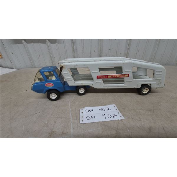 Vintage Metal Tonka Motor Mover Car Carrier Toy Truck with Blue Cab, Late 1960s-Early 1970s. 18”
