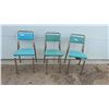 Image 1 : Vintage Mid-Century Chrome Tubular Frame Chairs With Turquoise Vinyl Seats, Set of 3