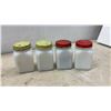 Image 6 : Vintage: Hostess Set Salt and Pepper Set with Matching Salad Fork and Spoon, Shakers, Milk Glass