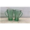 Image 5 : Vintage Coca-Cola Metal Serving Tray, Green Glass Coca-Cola Mugs, and A&W Root Beer Mug