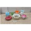 Image 1 : Vintage Fenton Style Art Glass Collection, Ruffled Vases, Hobnail Bowls, Baskets