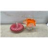 Image 4 : Vintage Fenton Style Art Glass Collection, Ruffled Vases, Hobnail Bowls, Baskets
