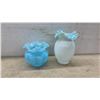 Image 5 : Vintage Fenton Style Art Glass Collection, Ruffled Vases, Hobnail Bowls, Baskets