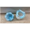 Image 6 : Vintage Fenton Style Art Glass Collection, Ruffled Vases, Hobnail Bowls, Baskets