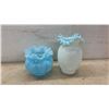 Image 7 : Vintage Fenton Style Art Glass Collection, Ruffled Vases, Hobnail Bowls, Baskets