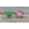 Image 8 : Vintage Fenton Style Art Glass Collection, Ruffled Vases, Hobnail Bowls, Baskets