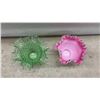 Image 9 : Vintage Fenton Style Art Glass Collection, Ruffled Vases, Hobnail Bowls, Baskets