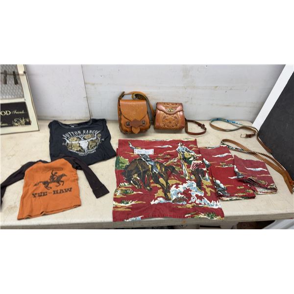 Western-Themed Lot: Yellowstone Tee, Leather Purses, and Belts