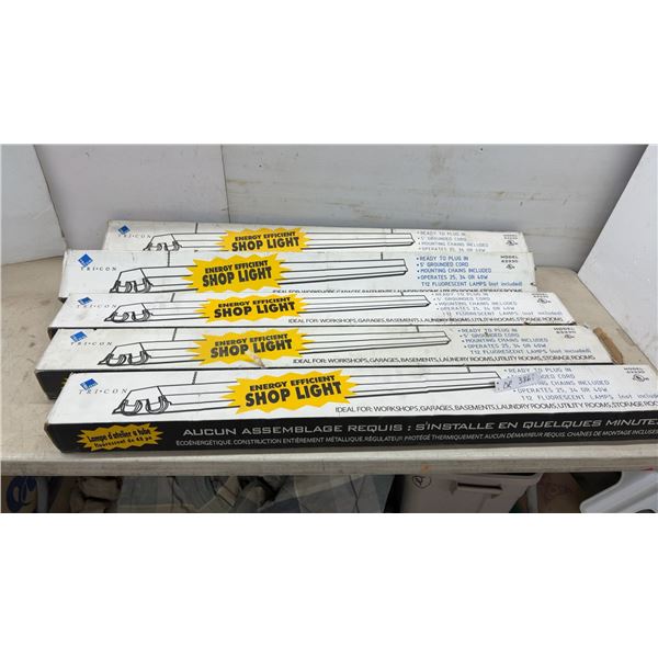 New Five Tri-Con Model 63330 48” Energy Efficient Fluorescent Shop Light With 5' Grounded Cord.