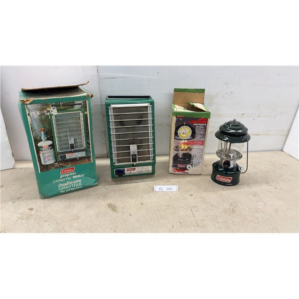 Coleman Propane Catalytic Heater Model 5445K901 and Coleman 286A700C Gas Lantern With Boxes
