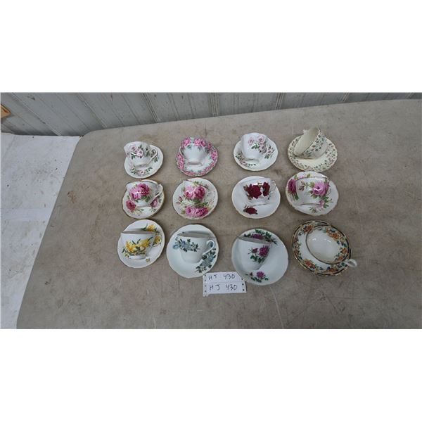 Collection of 12 Floral Teacups and Saucers, Including Royal Albert, Paragon