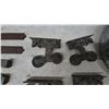 Image 2 : Assorted Barn Door Hardware and Pulleys: 4 Sliding Door Hangers, 2 Strap Hinges, 2 T-Hinges, 3