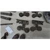 Image 3 : Assorted Barn Door Hardware and Pulleys: 4 Sliding Door Hangers, 2 Strap Hinges, 2 T-Hinges, 3