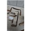 Image 4 : Assorted Antique and Vintage Hand Tools: Drawknife, Corkscrews, Awls, nail pullers