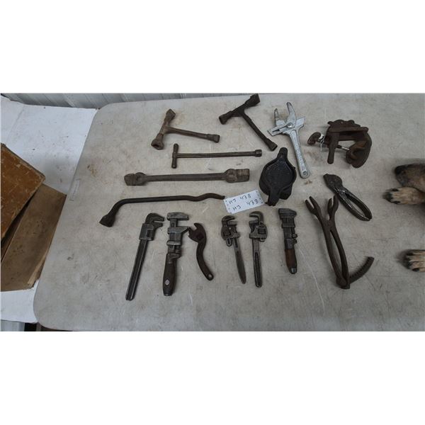 Assorted Wrenches, Pliers, and Tools, Including Chicago Wrench Co. and Patent Applied For