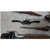 Image 4 : Assorted Hand Tools: Hack Saw, handled planer Spokeshave, Scrapers, Pliers