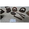 Image 4 : Collection of Antique Sad Irons, Curling Iron, and Wooden Bowls