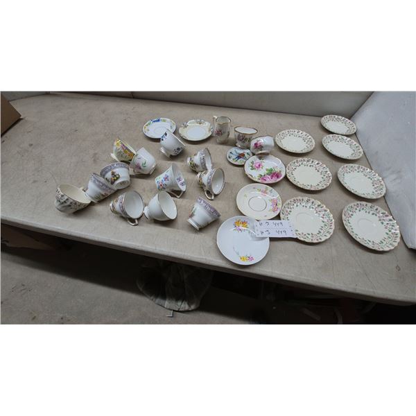 Assorted Porcelain Tea Cups and Saucers, Creamers