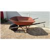 Image 1 : Vintage True Temper Wheelbarrow with Metal Bed, Wooden Handles, and Single Pneumatic Tire