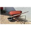 Image 3 : Vintage True Temper Wheelbarrow with Metal Bed, Wooden Handles, and Single Pneumatic Tire