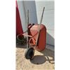Image 4 : Vintage True Temper Wheelbarrow with Metal Bed, Wooden Handles, and Single Pneumatic Tire