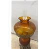 Image 3 : Vintage Amber Hobnail Glass "Gone With the Wind" Electric Hurricane Lamp with Ornate Metal Base
