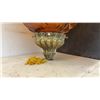 Image 3 : Vintage Mid-Century Modern Amber Textured Glass Swag Lamp With Brass-Tone Accents
