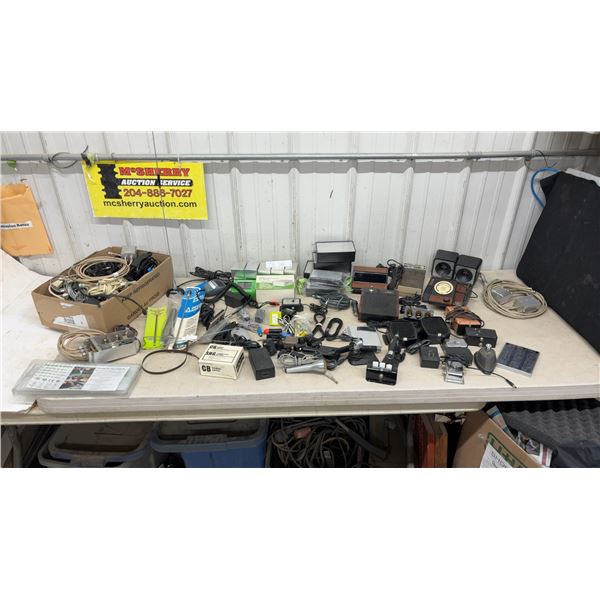 Large Lot of New and Used Electronics, CB Radio and parts, Speakers, Cables and Adapters