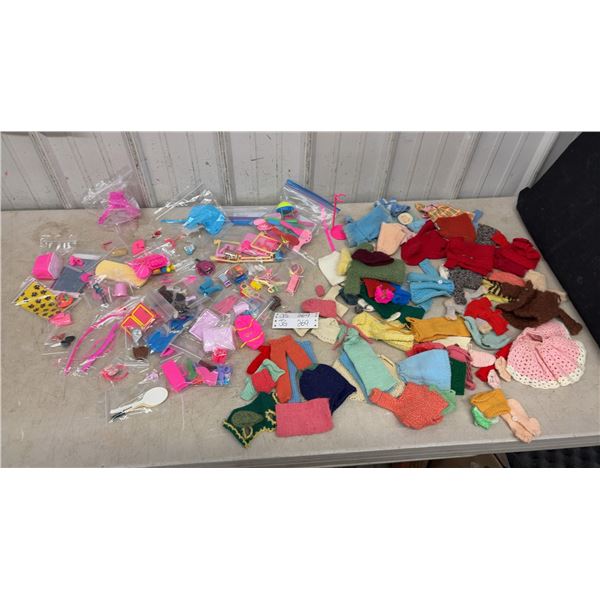 Large Lot of Knitted Barbie Clothes and Accessories