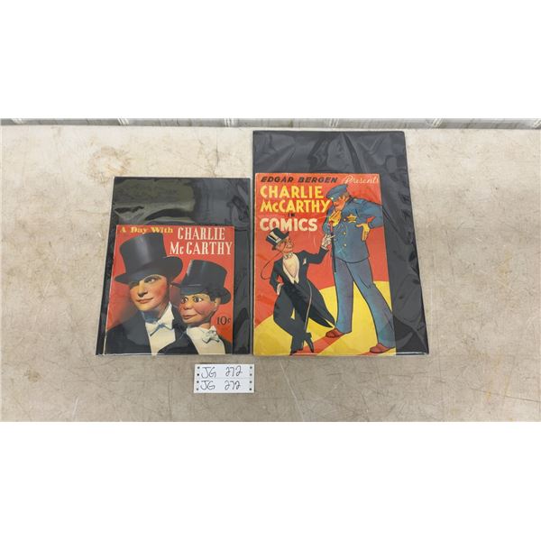 2 Charlie McCarthy Soft Covers: A Day With Charlie McCarthy 1938, And a Large Edgar Bergen
