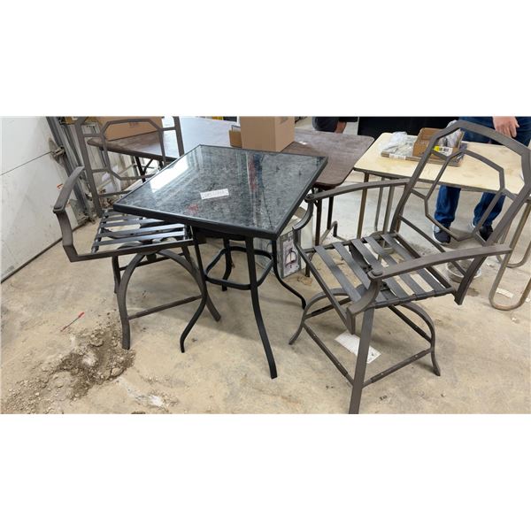 Hampton Bay 3-Piece Patio Bistro Set, Square Glass-Top Table and Two Swivel Armchairs