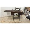 Image 6 : Antique White Treadle Sewing Machine Cabinet with Cast Iron Base and Four Drawers