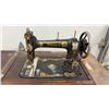 Image 7 : Antique White Treadle Sewing Machine Cabinet with Cast Iron Base and Four Drawers