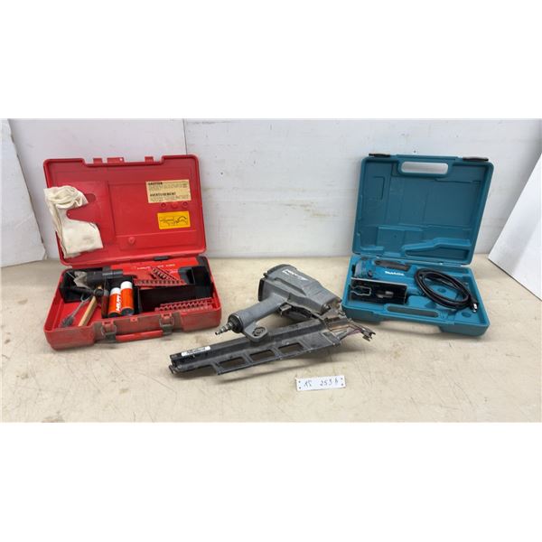 Hilti DX 460 Powder-Actuated Tool, Paslode PowerMaster Framing Nailer, Makita 4329 Jigsaw