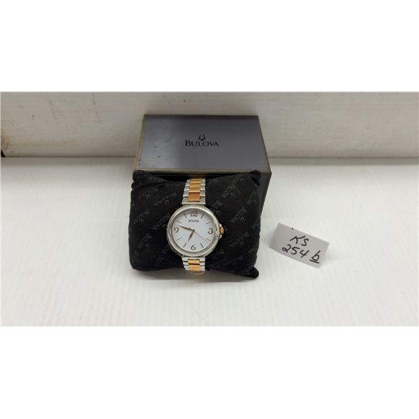 Bulova Women's Two-Tone Wristwatch, Model C417789, White Dial, Stainless Steel Bracelet, with Box