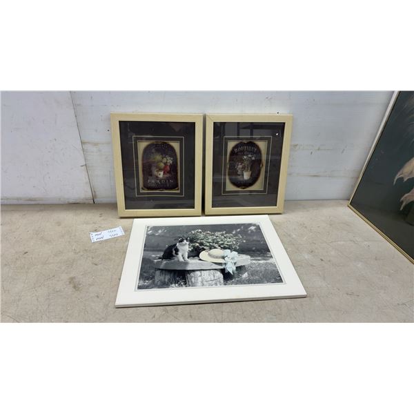 Framed Botanical Prints Au Petit Jardin and Boutique des Fleurs, 14 1/2 × 12” and Black and White