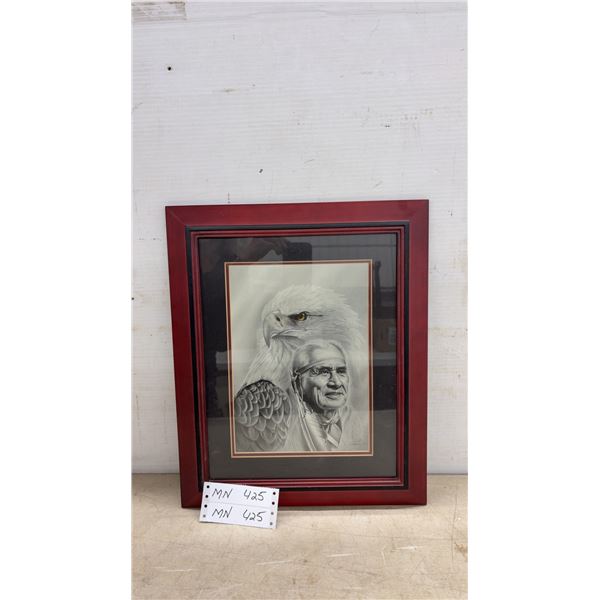 Sam Lu 1989” Spirit of the Eagle" Framed Limited Edition Native American and Bald Eagle Print