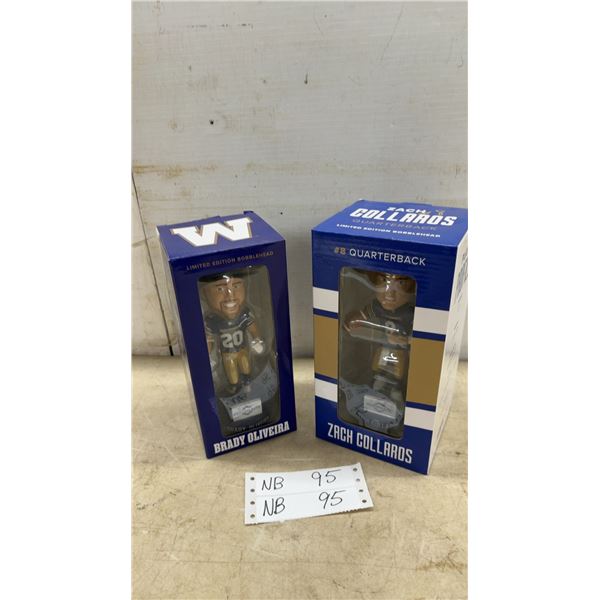 Two Limited Edition Bobbleheads: Brady Oliveira and Zach Collaros, Princess Auto Base