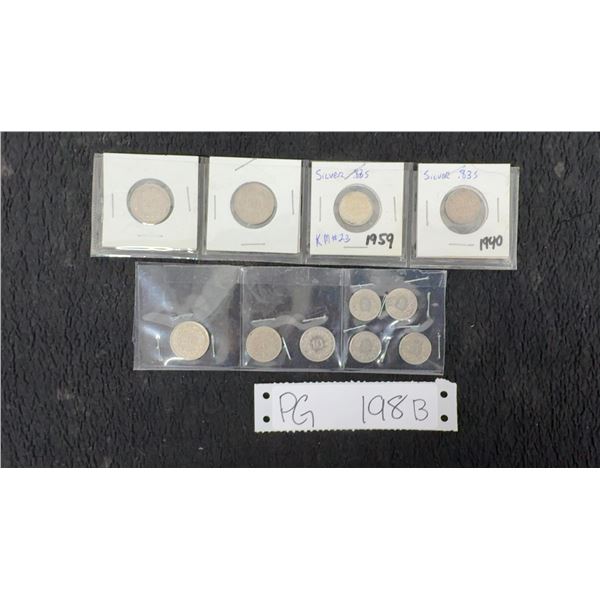 Some Fine Silver 83.5%, some not Swiss 1/2 France and Rappen 1932, 40, 44, 54, 57, and 59, 11 Coins