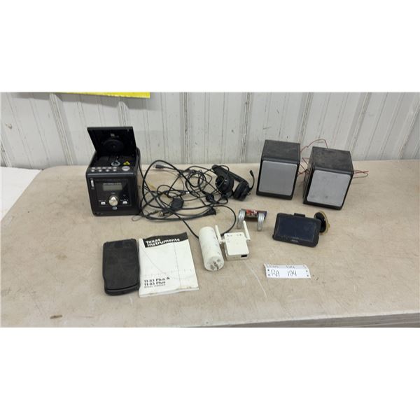 Various Electronics: Micro Radio, Magellan GPS and TI-83 Calculator, headset