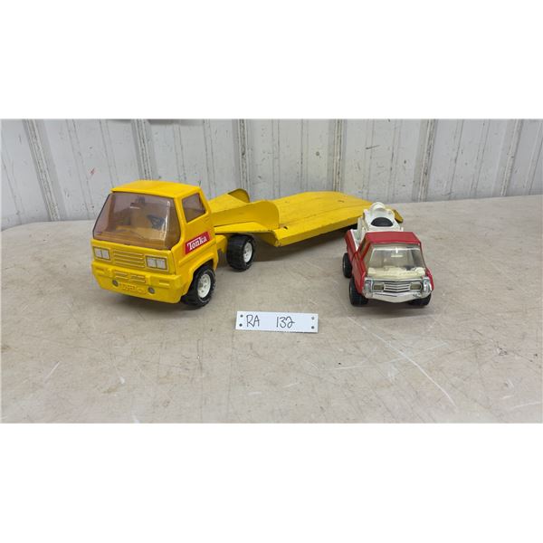 Vintage Tonka Truck, Trailer, and Fire Truck