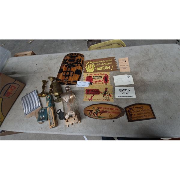 Vintage Barware and Novelty Signs Lot
