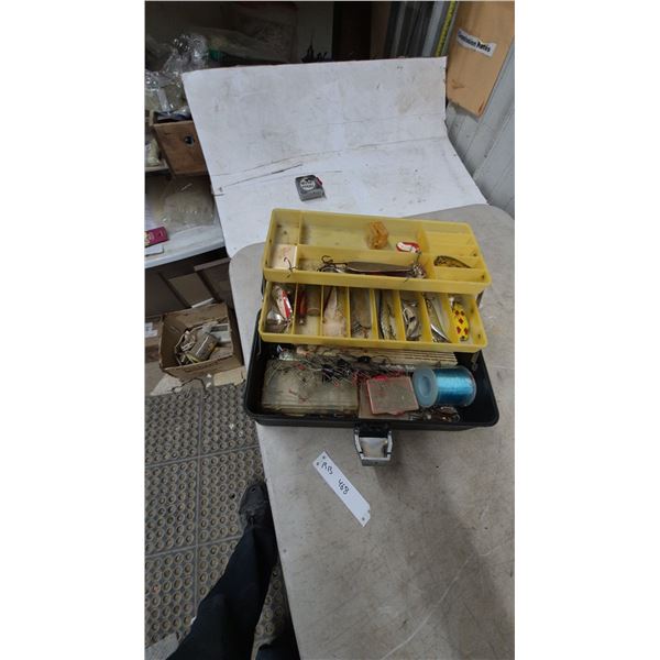 Fishing Tackle Box with Lures, Hooks, and Fishing Line