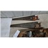 Image 5 : Assorted Rusty Hinges and 2 Hand Saws