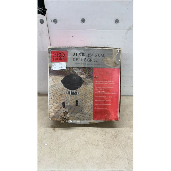 New Old Stock BBQ: 21.5” Charcoal Grill with Porcelain Enamel Finish